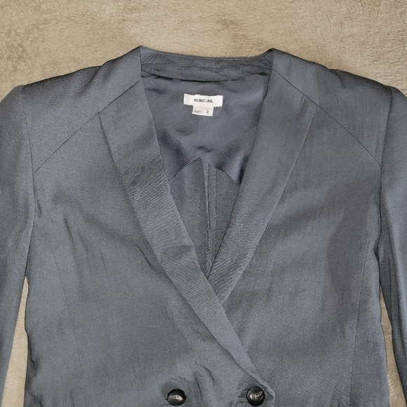 Helmut Lang Silica Crepe Roll Up Sleeve Blazer Blue Smoke size 2​ - Picture 5 of 16
